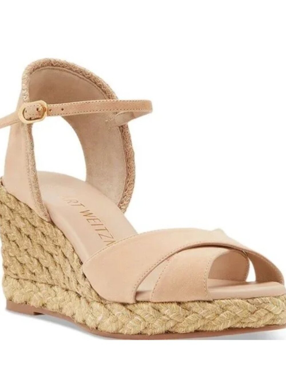 Stuart Weitzman Womens Mirela Suede Espadrille Wedge Sandals Tan